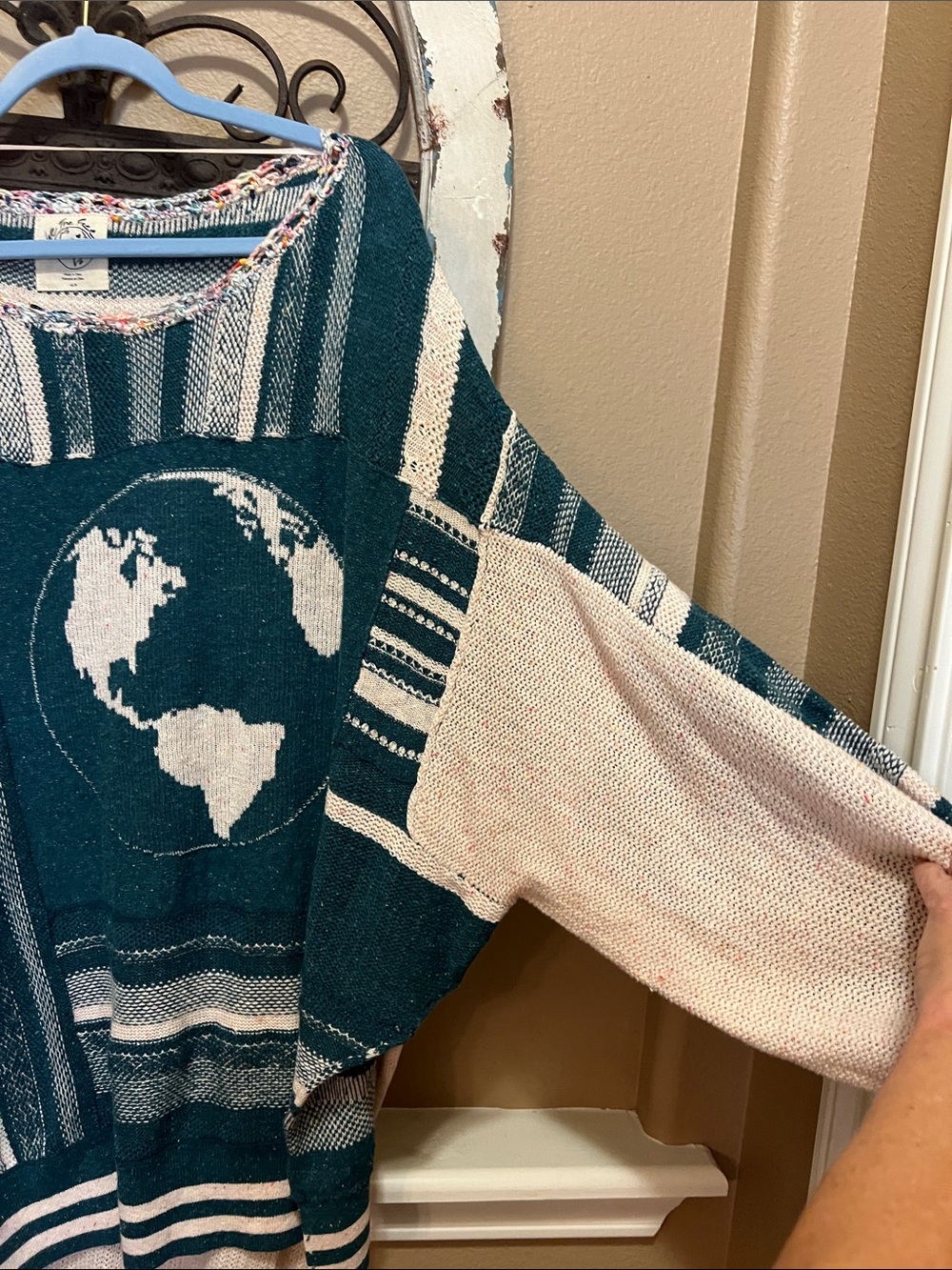 We The Free Teal & Cream Globe Knit Sweater - Picture 7 of 7